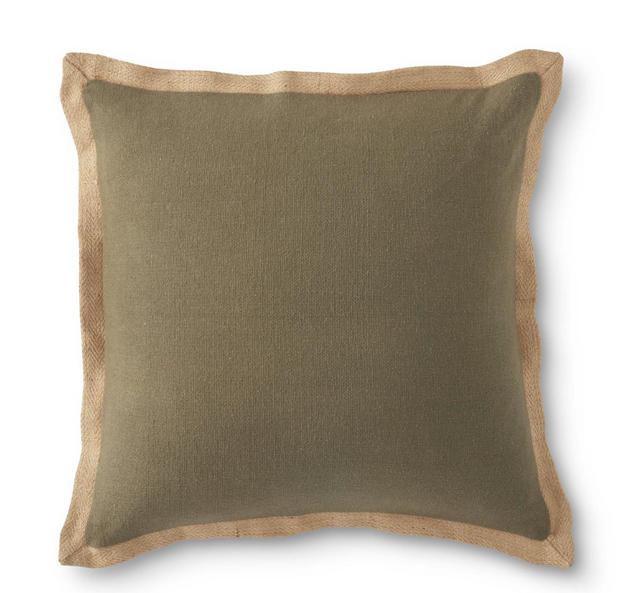 20" Square Burlap Pillow w/Jute Flange