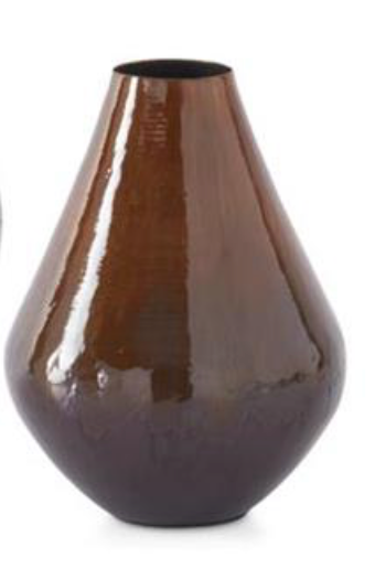 Brown & Burgundy Metal and Enamel Vases