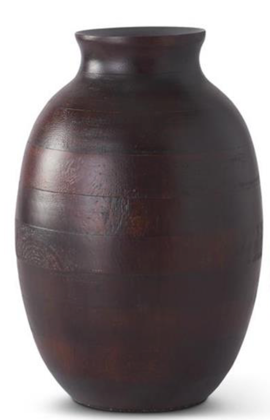 Dark Mango Wood Pot Bellied Vase