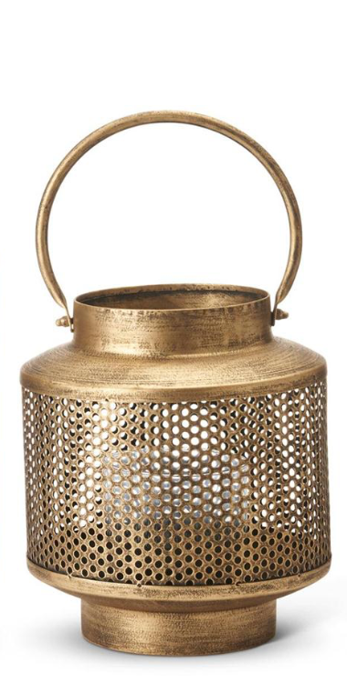 Gold Metal Mesh Lanterns w/ Glass