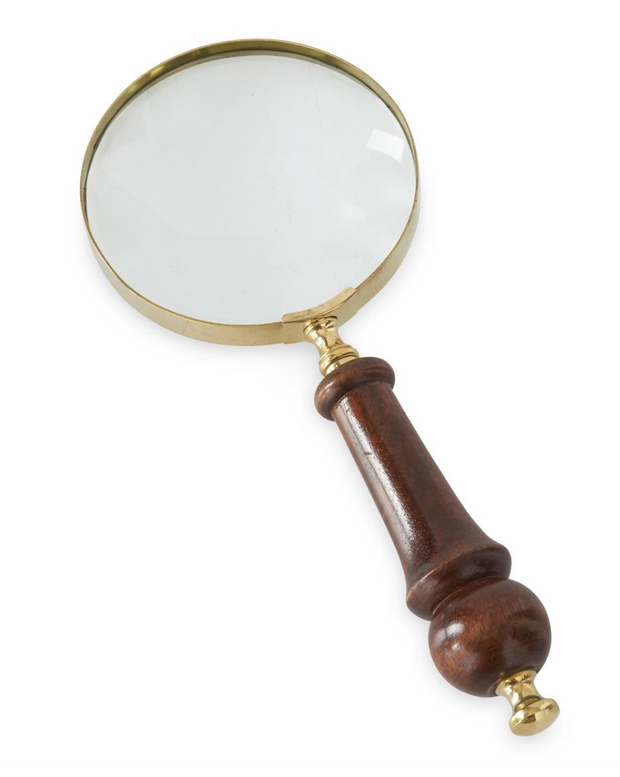 Brass & Dark Wood Magnifying Glass