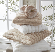 24 inch Tan Vegan Fur Pillow