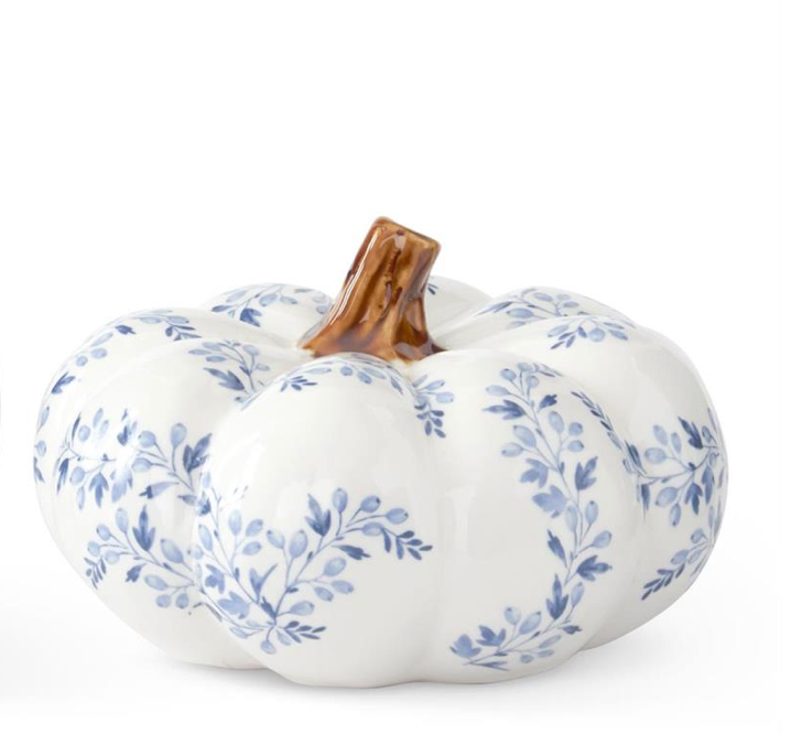 White/ Blue Floral Ceramic Pumpkins