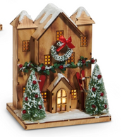 9" Lighted Lodge Houses