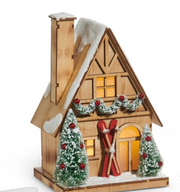9" Lighted Lodge Houses