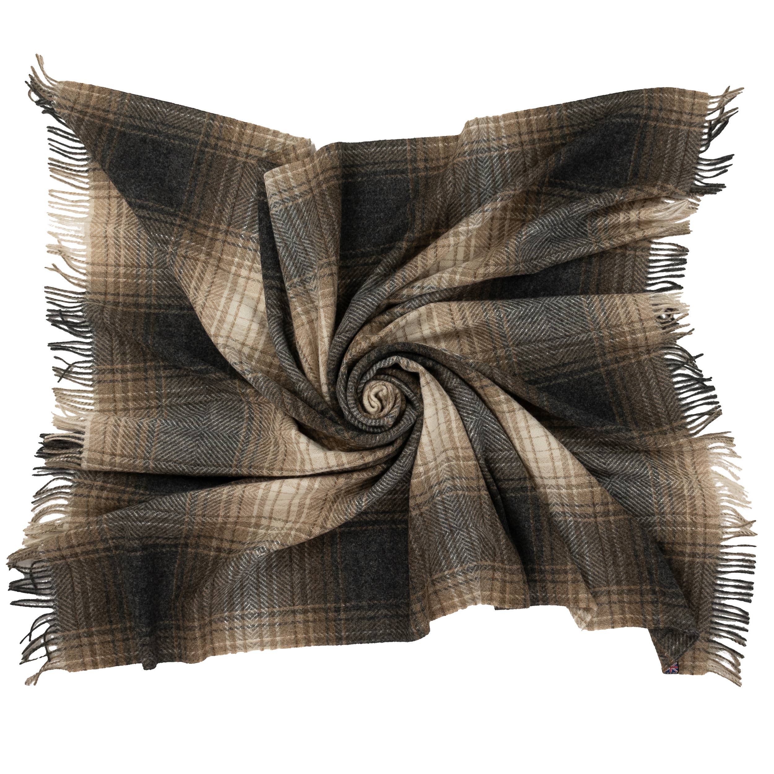 Highland Tweeds Shetland Lambswool Ombre Throw (Natural)