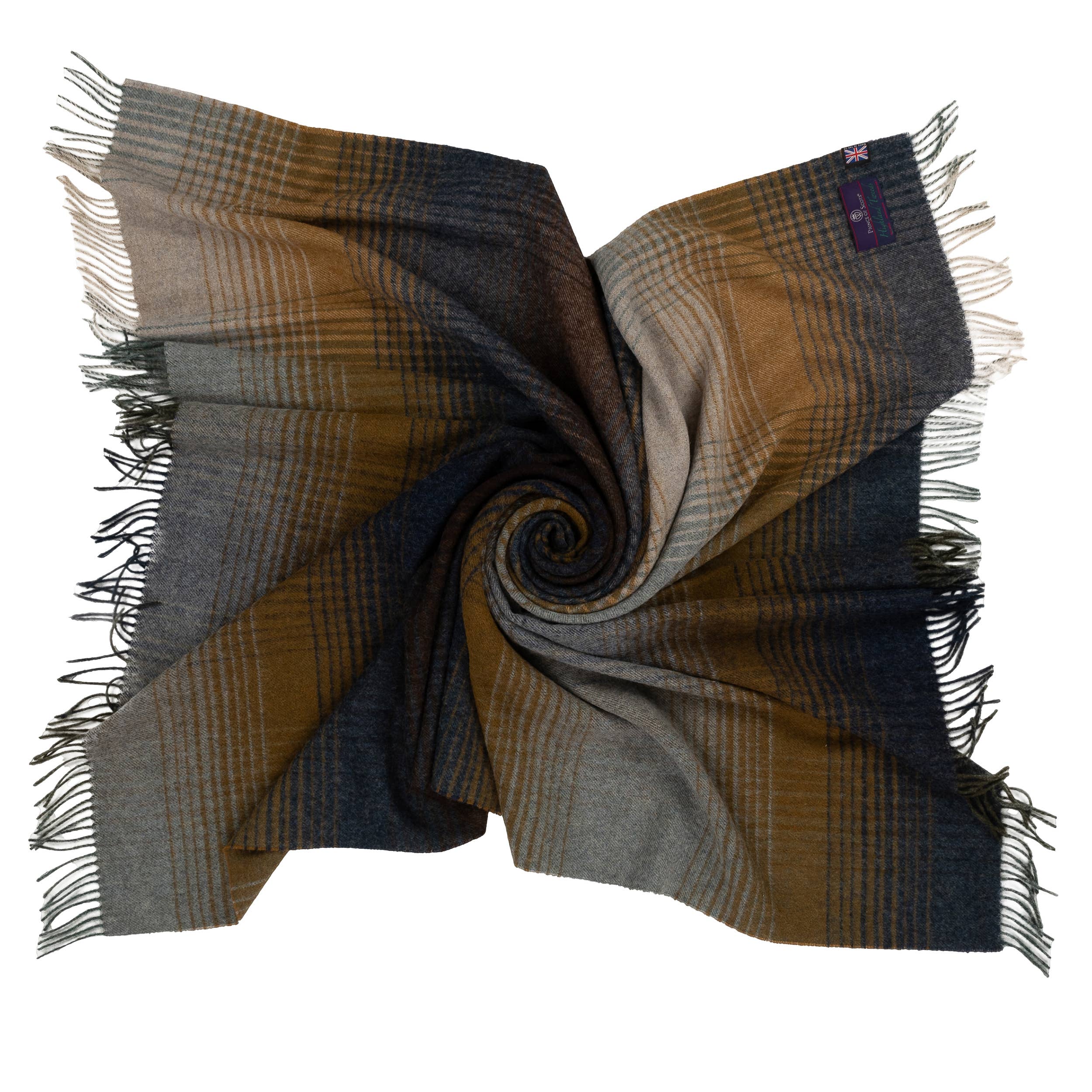 Highland Tweeds Shetland Lambswool Ombre Throw (Blue)