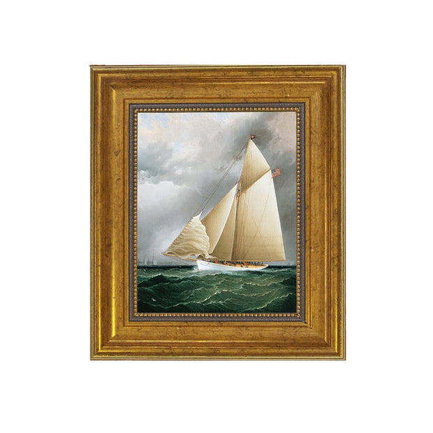 Racing Sloop Oil Painting Print on Canvas in Gold Frame