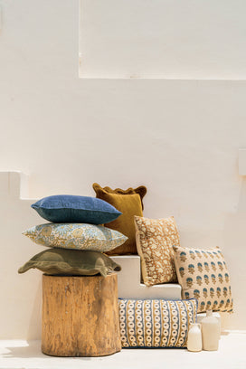 Scallop Velvet Pillow, Moss (20