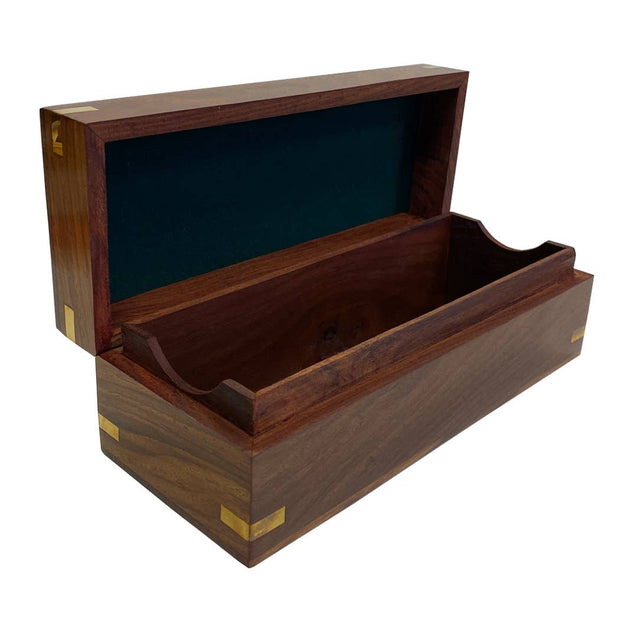 8-1/2" Wood Box with Brass Diamond Inlay