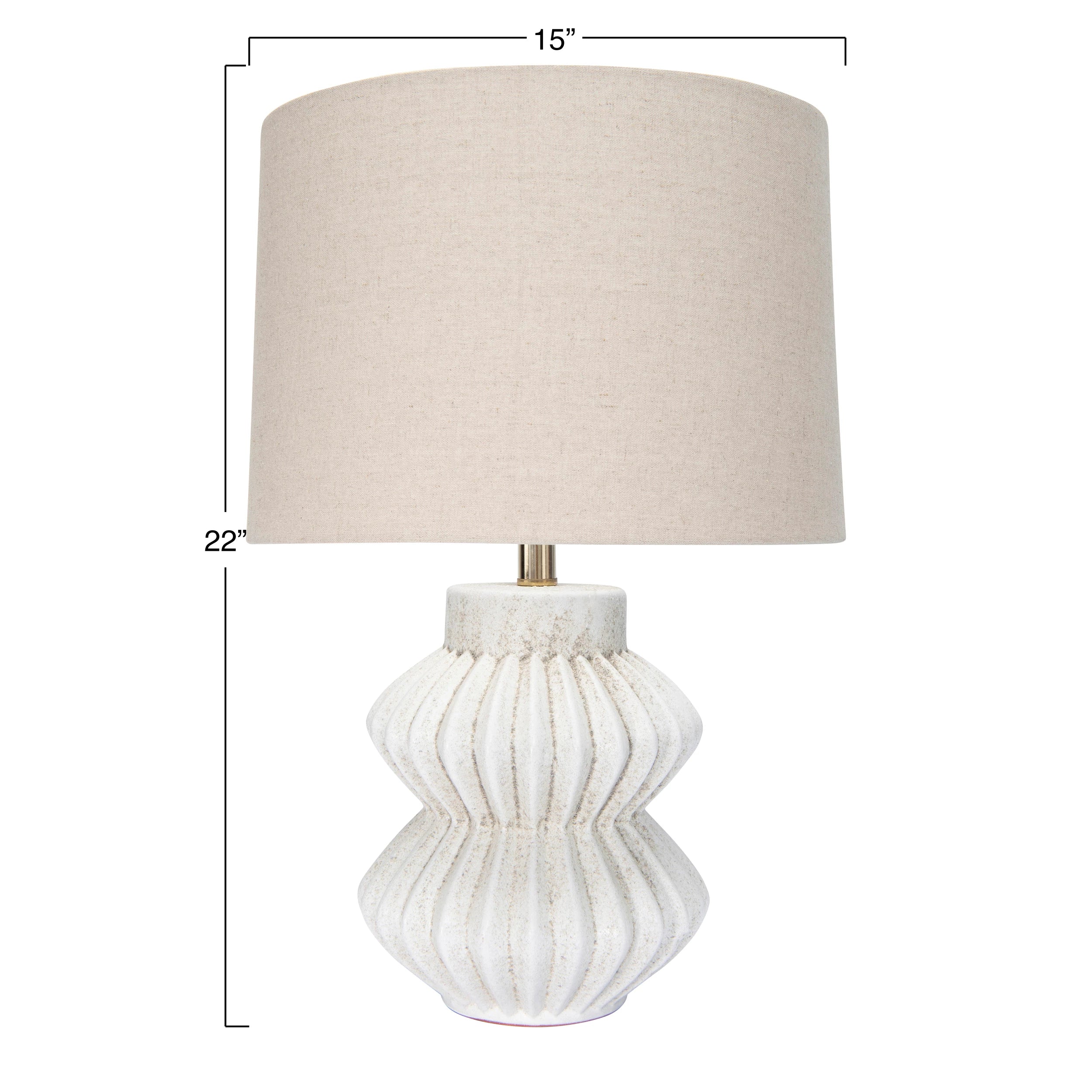 Distressed Table Lamp with Linen Shade