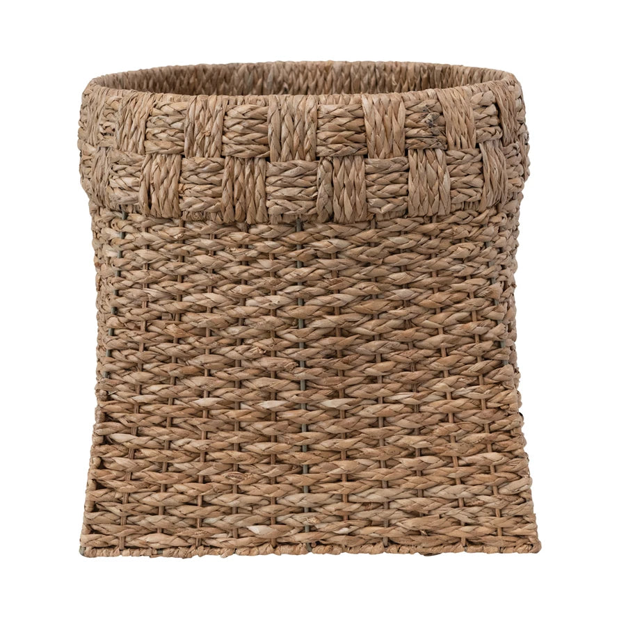 mDesign Hyacinth Braided Woven Pantry Bin Basket, Handles, 3 Pack,  Natural/Tan 