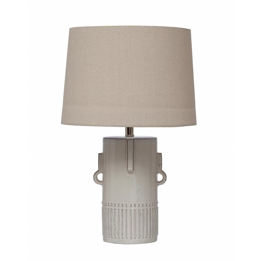 Stoneware Table Lamp with Fabric Shade