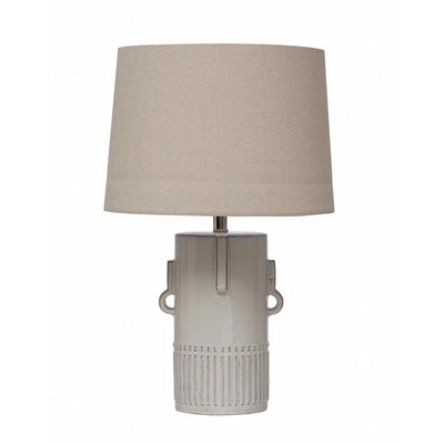 Stoneware Table Lamp with Fabric Shade