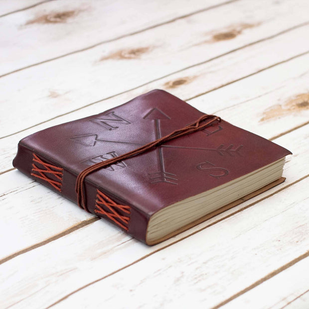 Compass Leather Journal Handmade - 7x7