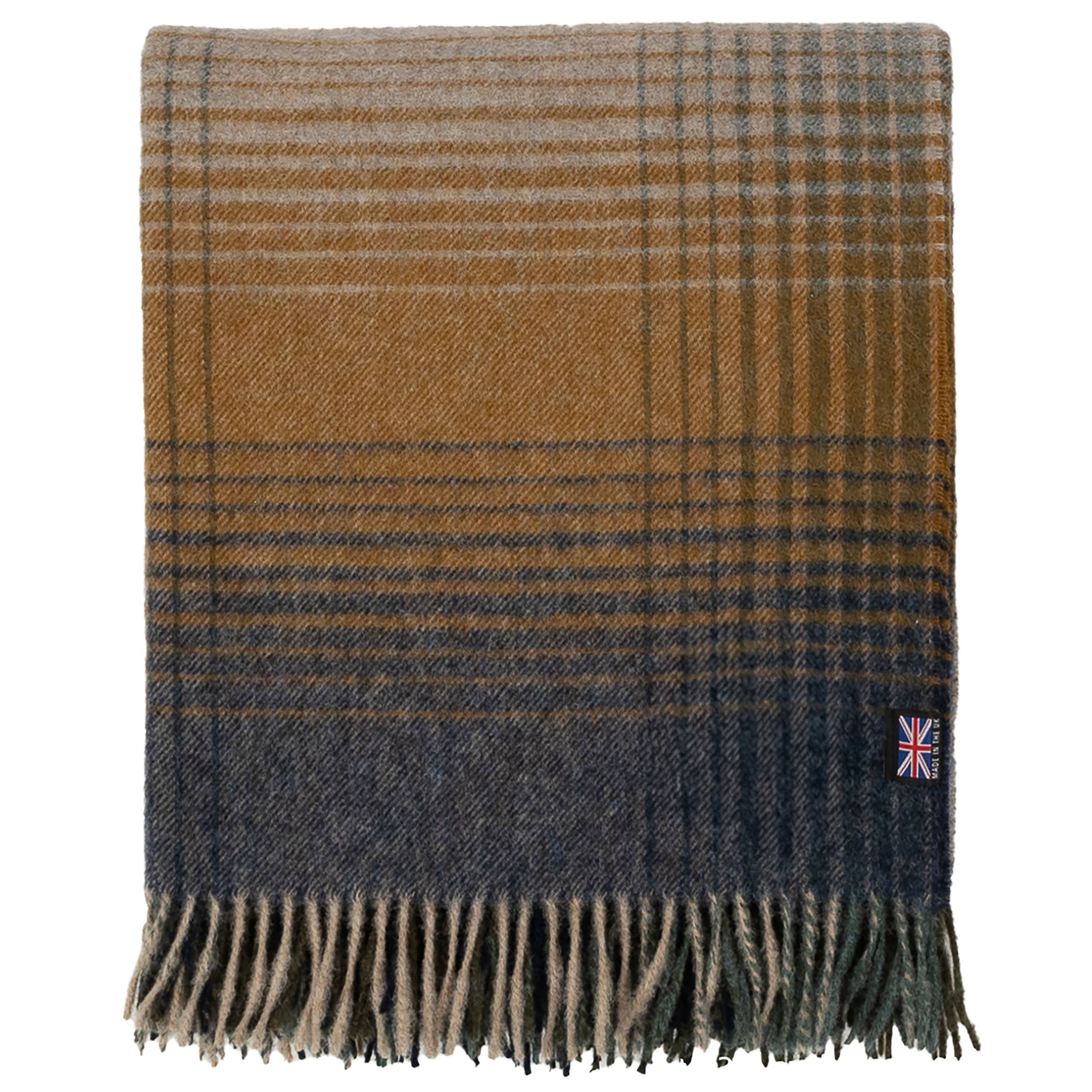 Highland Tweeds Shetland Lambswool Ombre Throw (Blue)