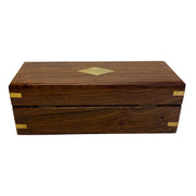 8-1/2" Wood Box with Brass Diamond Inlay