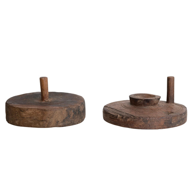 Found Decorative Reclaimed Wood Spice Grinder w/ Lid