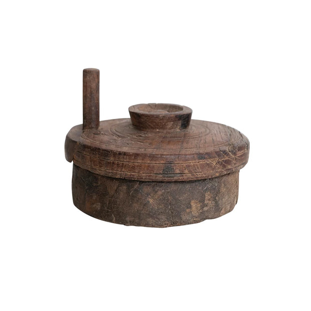 Found Decorative Reclaimed Wood Spice Grinder w/ Lid