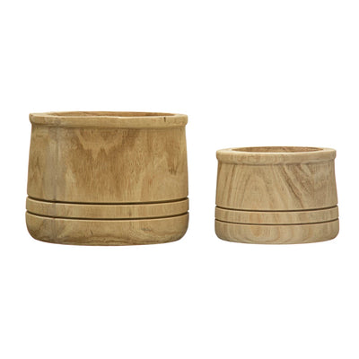 Paulownia Wood Planters w/ Carved Lines