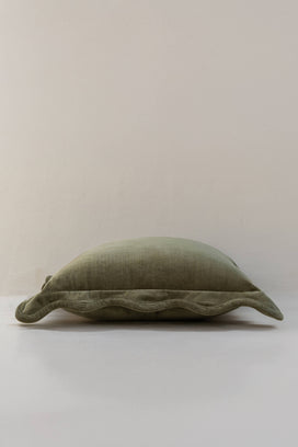 Scallop Velvet Pillow, Moss (20
