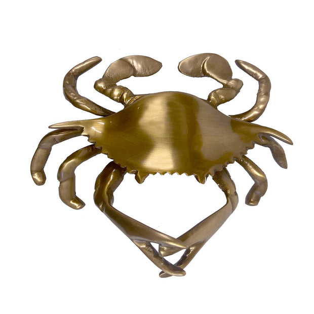 6" Antiqued Brass Blue Crab Paperweight