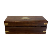 7-1/4" Wood  Box with Brass Diamond Inlay