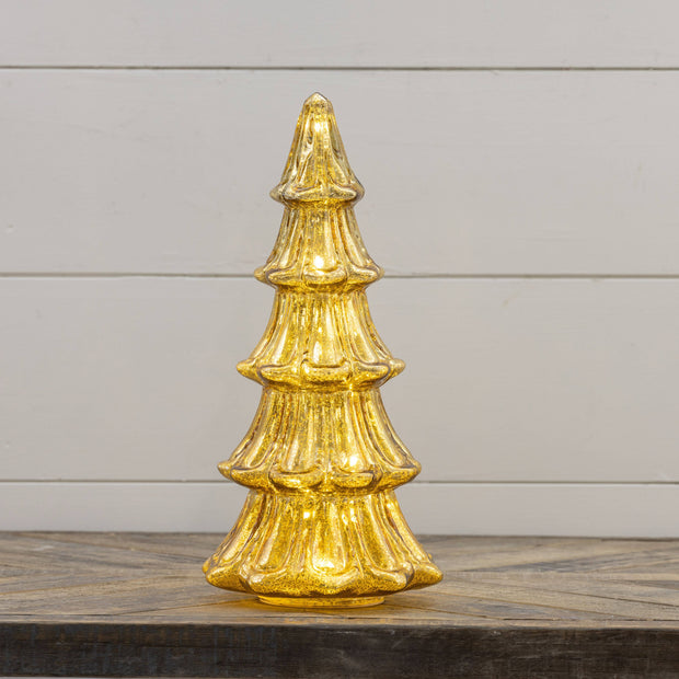 15" LIGHTED GOLD GLASS TREE