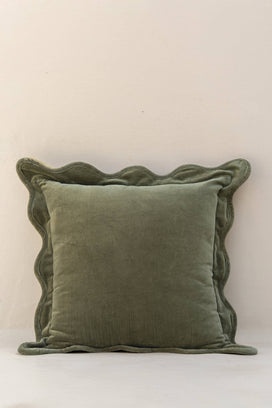 Scallop Velvet Pillow, Moss (20