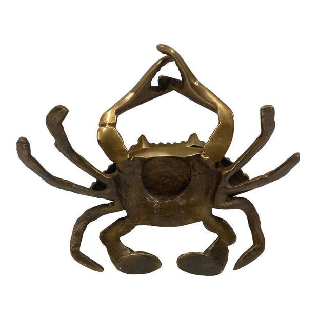 6" Antiqued Brass Blue Crab Paperweight