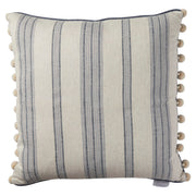Rosemary Stripe Denim With Pom Pom - Indoor Pillow