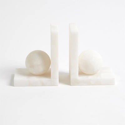 S/2- Alabaster Ball Bookends