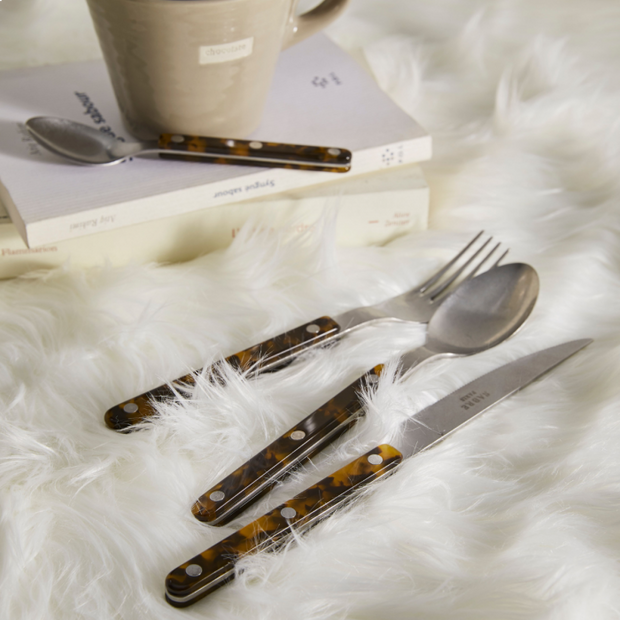 5 Pieces set Bistrot vintage tortoise, Faux Tortoise