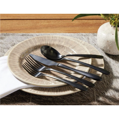 Set/5- Alba Black Flatware