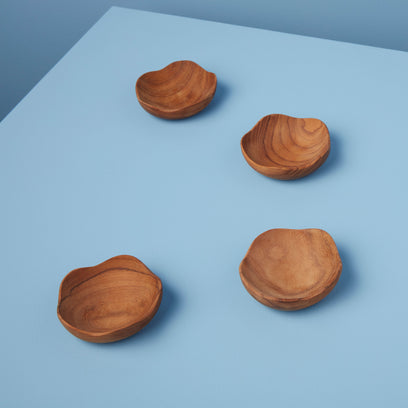 S/4 - Teak Wavy Bowls