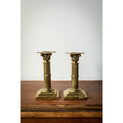 Vintage Brass Candlestick Holders Approx 10, Set of Two, Rustic