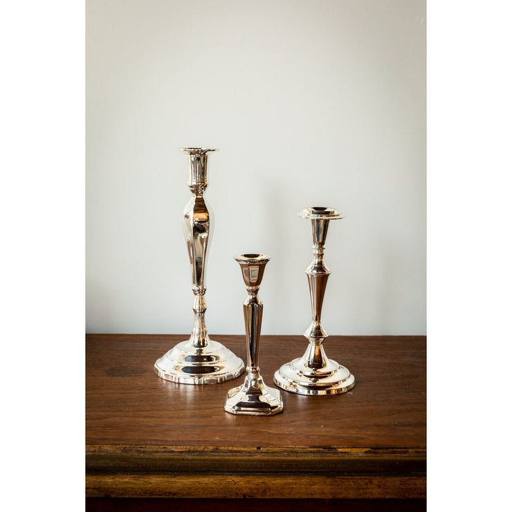Robyn Silver Plated Brass Candlesticks