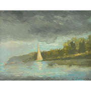 Vintage Shoreline Oil Painting