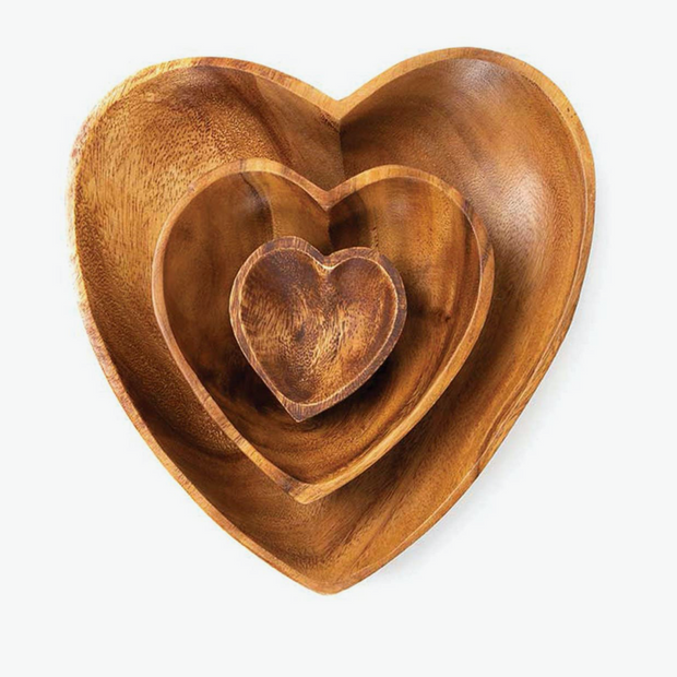 Acacia Wood Heart Bowl - Assorted Sizes