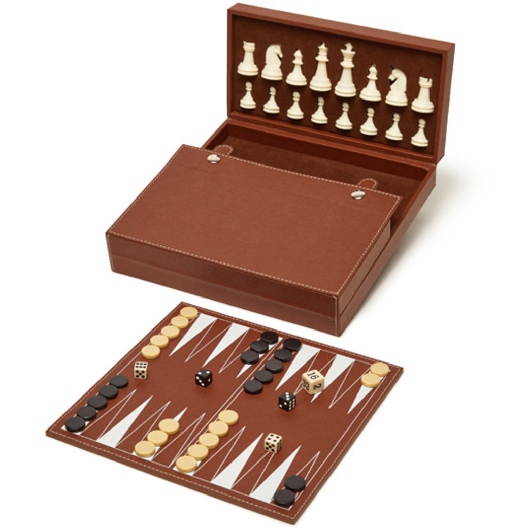 Bryson Backgammon and Chess Set - Brown