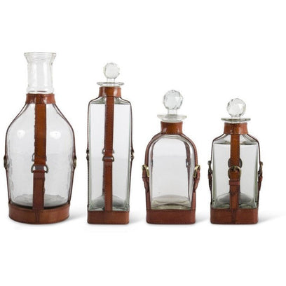 Glass Decanters With Leather Straps