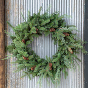 Mixed Evergreen Wreath with LED Lights