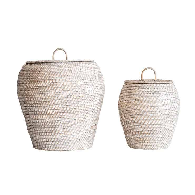 S/2 - Celestine Hand-Woven Baskets with Lids