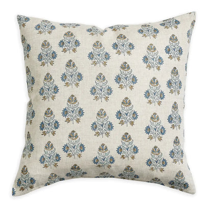 Ankara Fresh Azure linen cushion 55x55cm