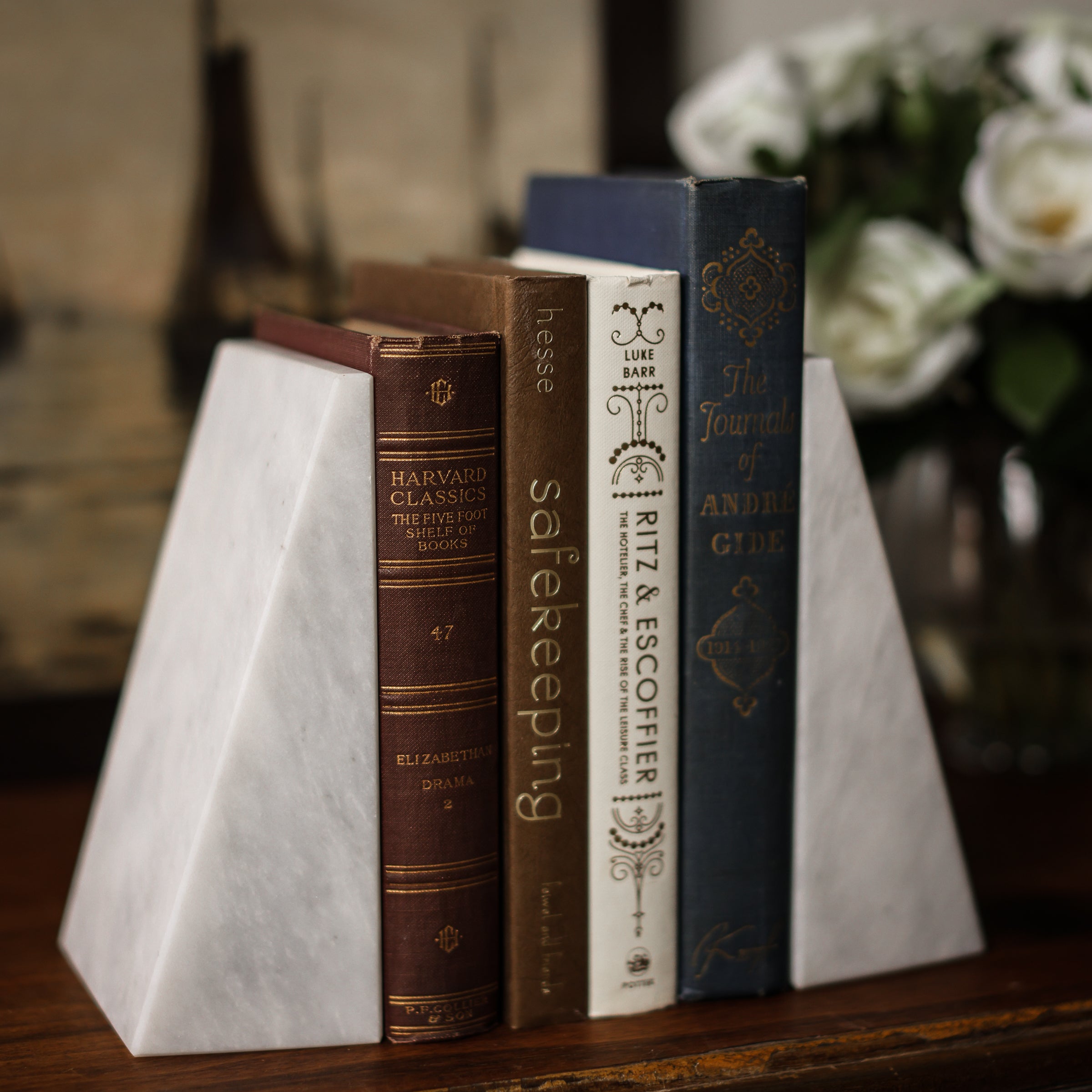 White Marble Bookends