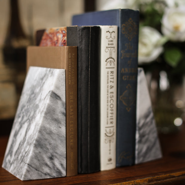 Grey Marble Wedge Bookends