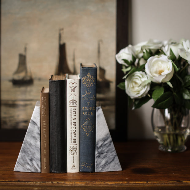 Grey Marble Wedge Bookends