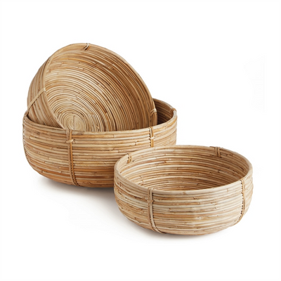 S/3 - Cane Rattan Low Baskets
