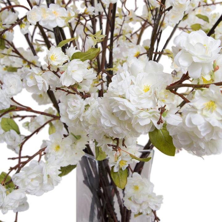 Cherry Blossom Arrangement in Glass - White