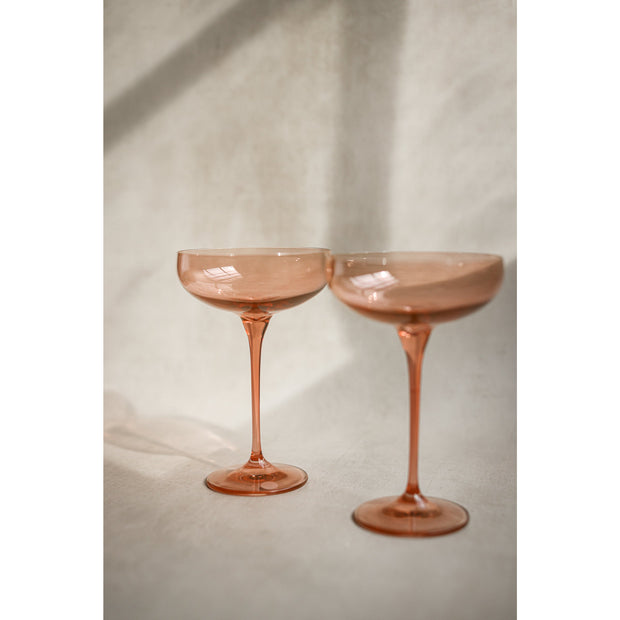 Estelle Colored Champagne Coupe Stemware  - Blush Pink